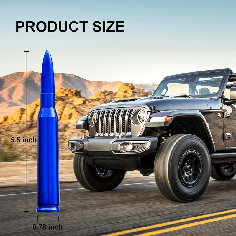 Seprochoo Car Truck 50 Cal Bullet Decoration Replacement Truck Accessories Red Universal for GMC Sierra 1500 Chevy Dodge Ram Silverado 1500 2500 3500 Ford F150 F250 F350 Car Truck Decoration (Blue) - Image 2